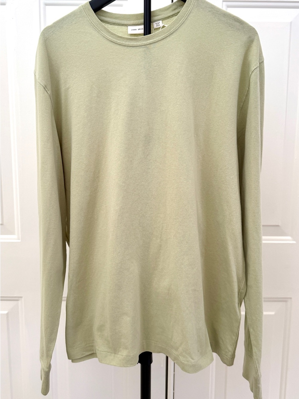 Zara Sage Green Long Sleeve Crewneck Shirt